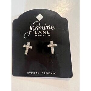 Jasmine Lane Silver Cross Earings NEW Hypoallergenic